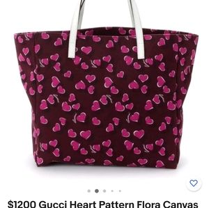 Gucci Betty Heart Canvas Tote Authentic